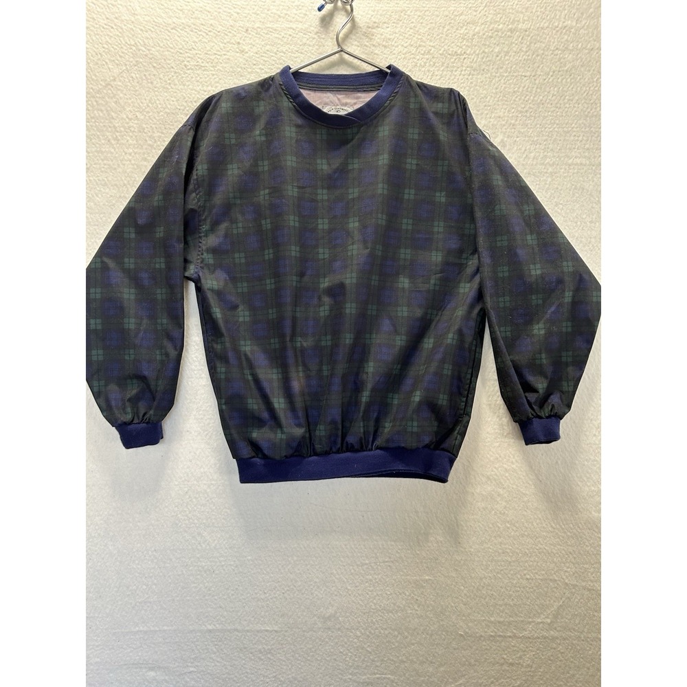 Jos.A.Bank Leadbetter Golf Pullover S Mens Plaid Blue/Green V Neck Wind Jacket